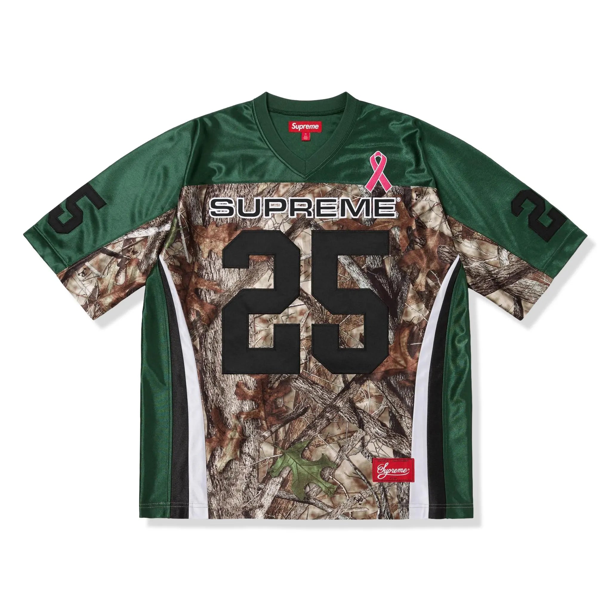 Front View of Supreme Breast Cancer Awareness Football Green Jersey FW25KN26-GREEN